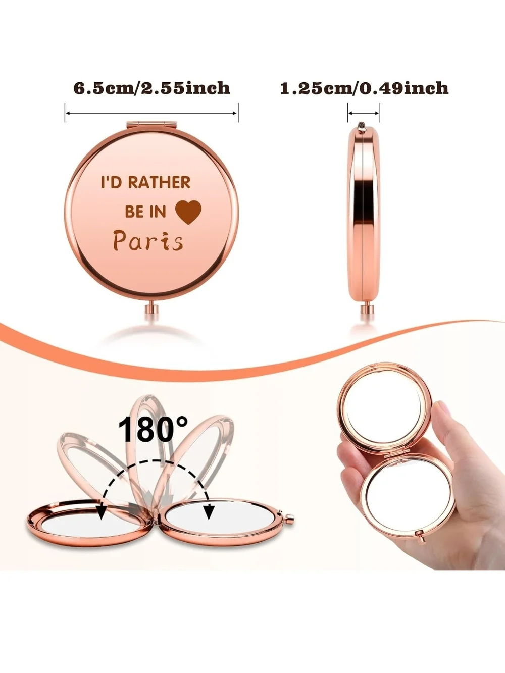 Rose Gold Compact Mirror 